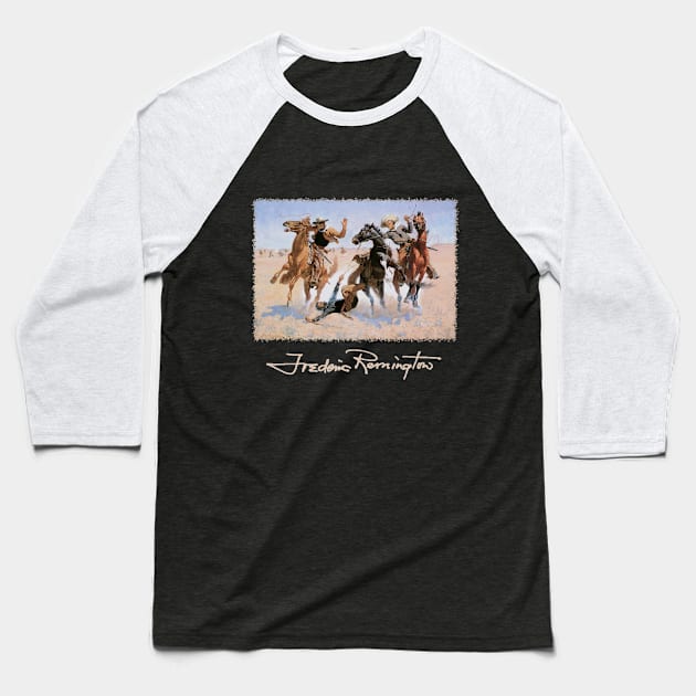 Cowboys by Frederic Remington Baseball T-Shirt by MasterpieceCafe